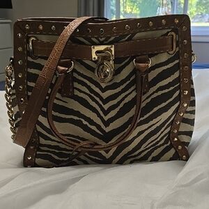 Zebra Print Studded Handbag